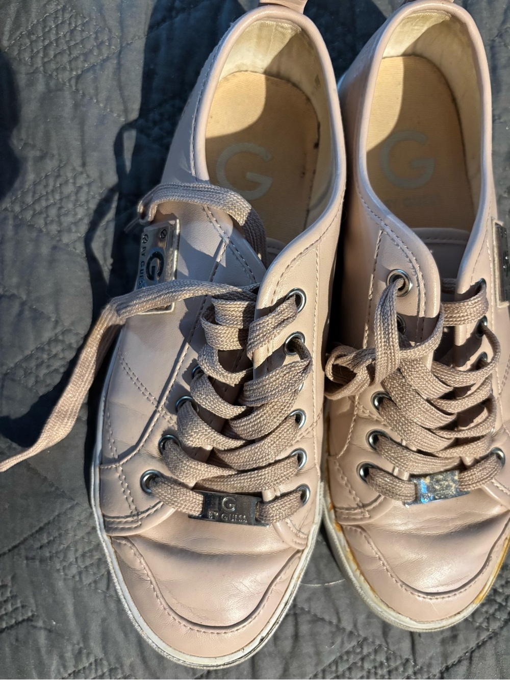 G by Guess Blush Pink Low-Top Leather Sneakers